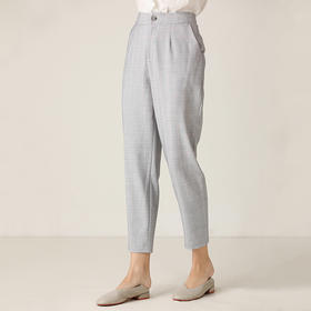 famecoco范可儿休闲裤子女格纹宽松显瘦百搭潮F201GA035