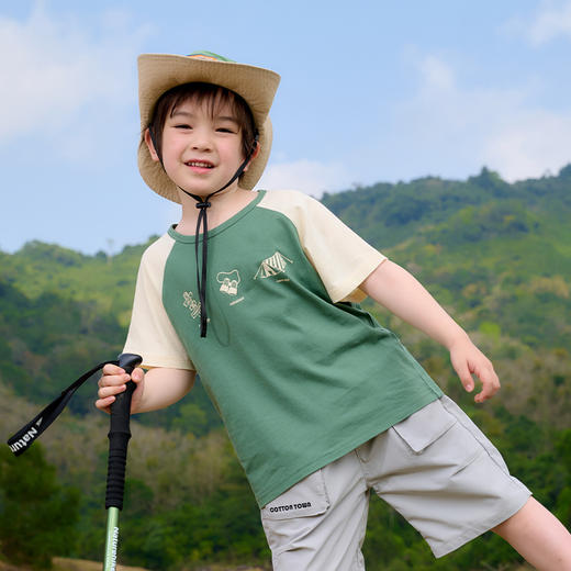 FXQ【7A抗菌纯棉】棉花堂2025年夏款童趣针织短袖户外童装t恤两件套F251105 商品图8