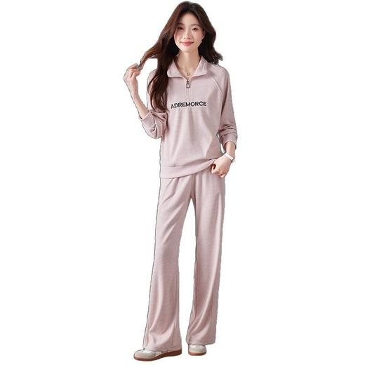 百媚生 仿羊绒运动套装女半拉链卫衣阔腿裤  A361 商品图4