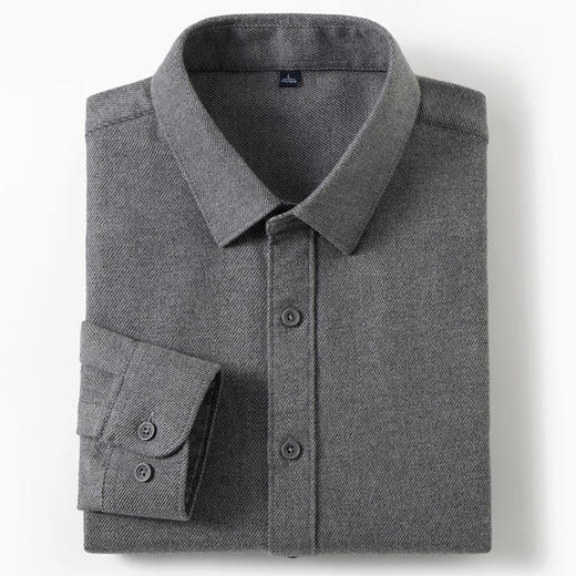 【含羊毛】罗蒙春秋男士长袖衬衫经典翻领纯色百搭舒适长袖衬衫休闲通勤上班男衬衫 商品图2