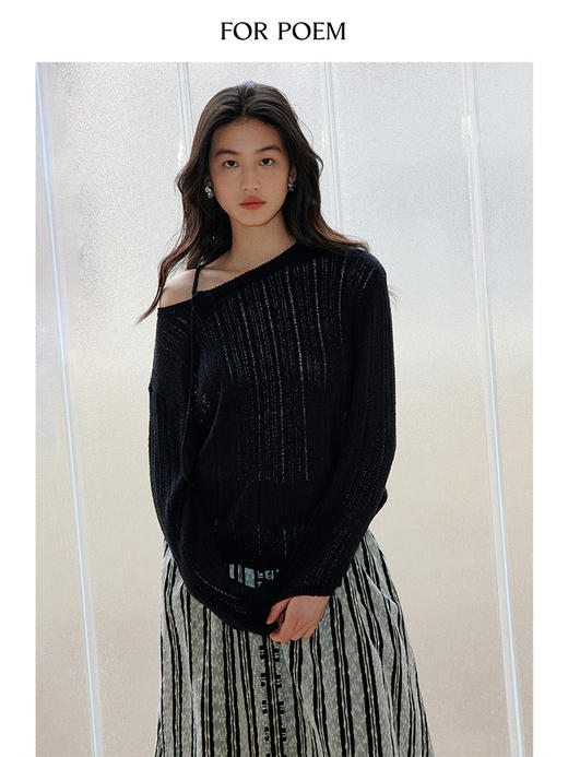 ForPoem 现货 25/SS原创设计春夏薄款透气镂空系带花针织罩衫 商品图2