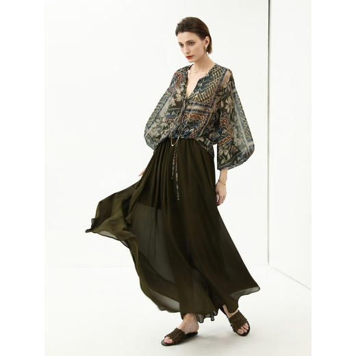 COCOBELLA静奢风波普印花雪纺衫裸领波西米亚度假衬衫SR7071 商品图3