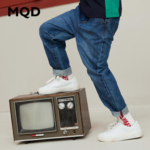 【A1】【MQD】男童牛仔裤儿童春秋装新款中大童韩版休闲裤男宝宝儿童直筒裤 商品图0