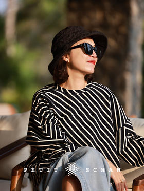 PETIT SCHAN小闪 CLO#567 Free Sailor 自由的水手 40支精梳棉法式度假斜裁条纹海魂衫T恤