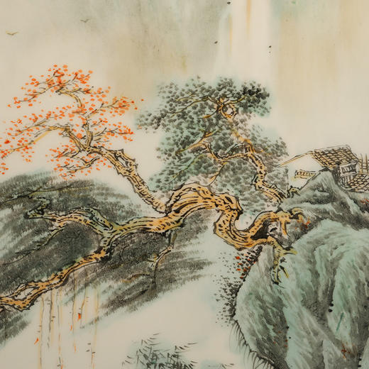 非遗传人吴志明亲工居山青绿山水瓷板画摆件 商品图3