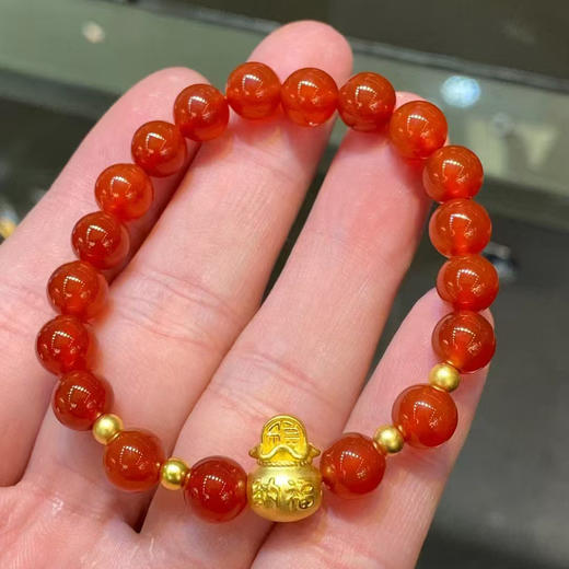 【38甄选】999足金福袋金珠红玛瑙手串/礼盒包装 商品图0