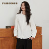 Famecoco范可儿衬衫棉质花边领系带纯色开身衬衣内搭女装春秋款 商品缩略图1