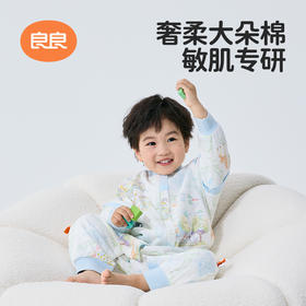 良良游乐园薄夹棉分腿睡袋25SP白花90*46cm/100*52cm