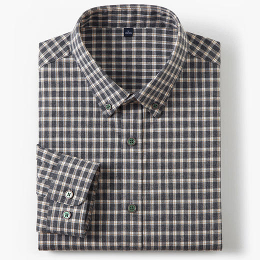 【100棉】罗蒙男士衬衫经典翻领细格百搭舒适长袖衬衫时尚通勤衬衣 商品图2