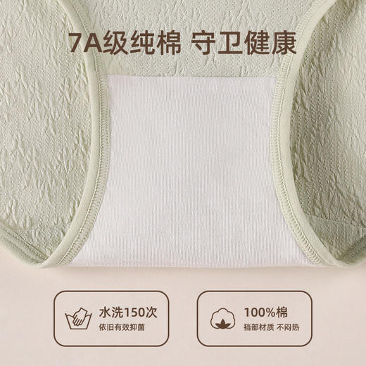 【7A抑菌】洁丽雅4条装中腰纯棉女士内裤时尚提花舒适提臀三角裤 商品图6