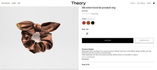 【3月3日 上午12:30 秒杀】纯原 Theory 真丝丝绒蝴蝶结 发圈马尾圈 礼盒装 商品图4