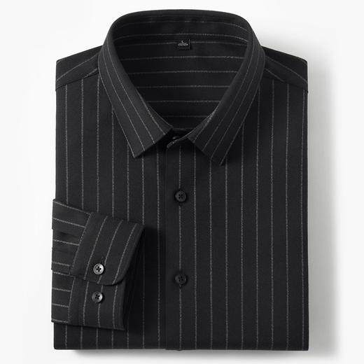 【含羊毛】罗蒙男士春秋冬长袖衬衫舒适百搭条纹简约通勤休闲男衬衣 商品图3