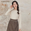 Famecoco范可儿长袖T恤 刺绣花边领口袖口纯色文艺内搭 商品缩略图2