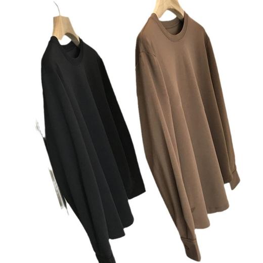 丁摩 性价比无敌了！！实穿显瘦，R单高品质宽松圆领纯色圆弧长袖T恤女5ZF-071 商品图4