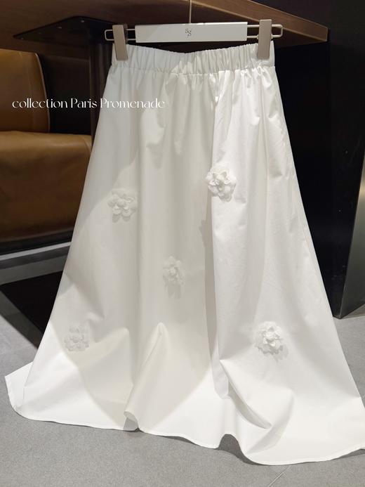 巴黎漫步 | 手工缝立体花朵 府绸法式小白裙 珍珠白 商品图1