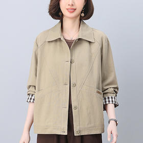 百媚生 短款纯棉休闲大码宽松减龄洋气百搭夹克上衣BKYQL9008