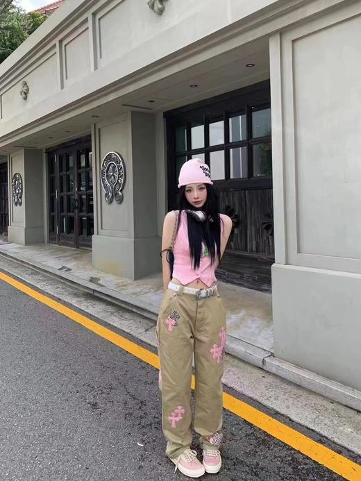 C H Matty Boy Sex Records系列  限定粉色斑马纹拼皮高街工装- 商品图3