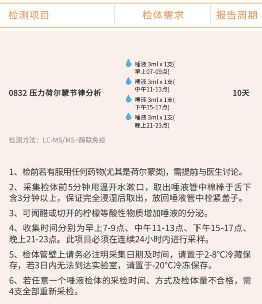 华测 肾上腺荷尔蒙节律分析（唾液）0832 商品图1