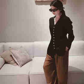 顺丰包邮洛诗琳13237春季弹力双乔真丝小立领收腰西装外套1321