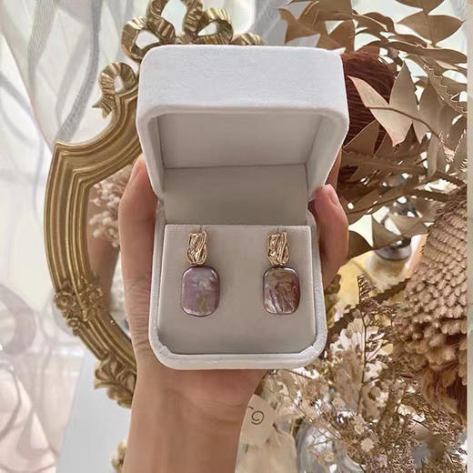 丁摩 天然淡水珍珠方形耳钉银针轻奢女简约复古异形巴洛克耳环高级感夏 5ZF-0211 商品图6