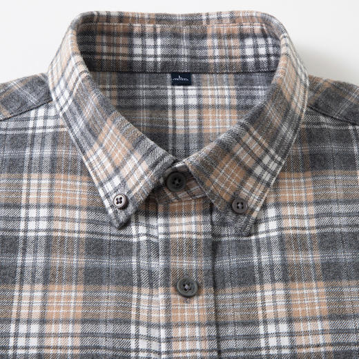 【100棉】罗蒙春秋男士格纹长袖衬衫全棉舒适百搭翻领休闲通勤衬衣 商品图4