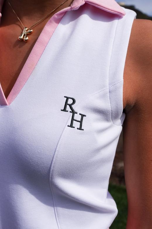 Recreational Habits - Sleeveless Jessi Polo - WHTPNK - 女装 - POLO衫 - 白色/粉色 商品图1
