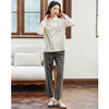 famecoco范可儿全棉松紧腰女士休闲裤秋款撞色直筒休闲通勤长裤F225GA007 商品缩略图4