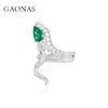 GAONAS 925银合成锆石戒指 灵蛇游中式灵动美绿色开口戒指11243JG 商品缩略图2