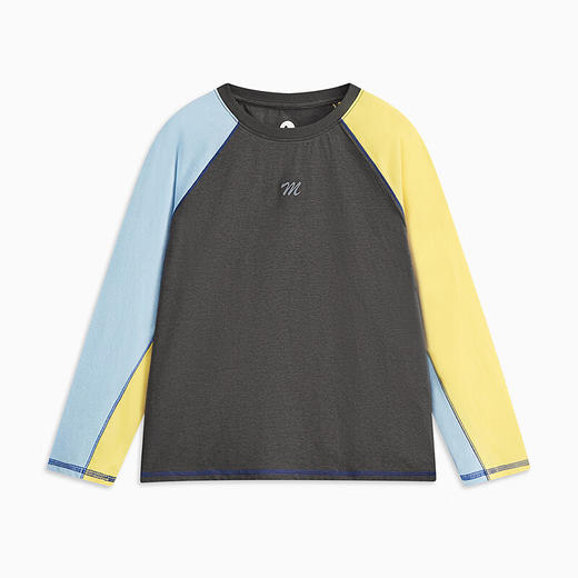 【MQD】童装男大童春新款插肩袖撞色字母学院风圆领T恤 商品图4