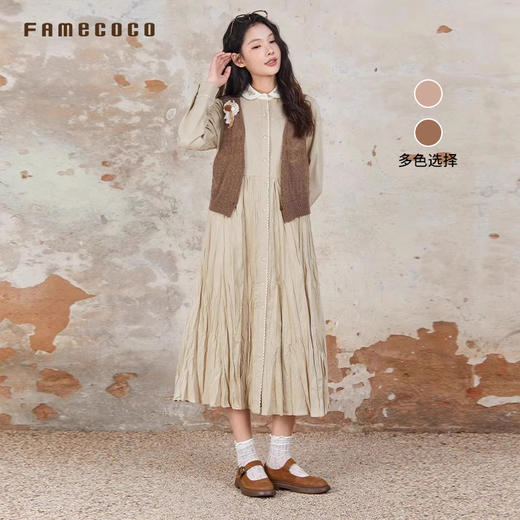 Famecoco范可儿马夹针织短款外穿马甲文艺FAB6CA012 商品图0