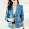 雀说 短款外套女春秋新款时尚格子显瘦气质短款休闲千鸟格上衣5ZF-2322 商品缩略图3