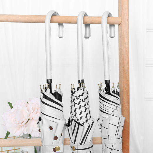 【小清新雨伞】直杆黑胶伞长柄遮阳伞男女商务皮质小弯柄雨伞。ry 商品图3