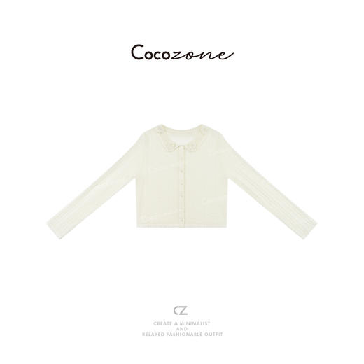 COCO ZONE 2025新款法式小众镂空翻领针织开衫CD2A0203 商品图0