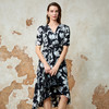 EITIE爱特爱V领不规则收腰显瘦印花连衣裙夏季新款8207934 商品缩略图5