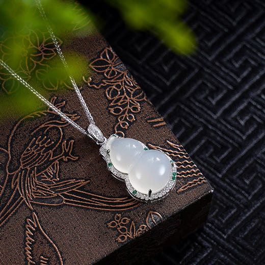 子佩集S925银【福禄万全】套链【TL014834】纯银白玉髓葫芦项链2502 商品图1