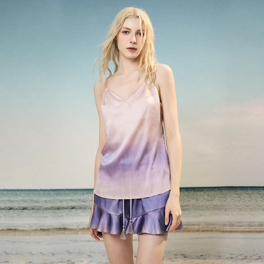 Solo seta女士桑蚕丝海边度假风吊带短裙套装丝绸2025年秋季沙滩 商品图2