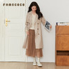 Famecoco风衣外套棉质长款双排扣高腰西装领收腰女春款FAB6AT001 商品缩略图1