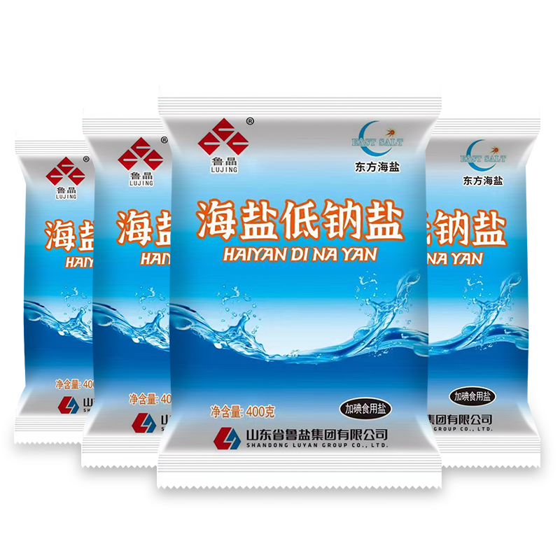 老海盐】鲁晶 加碘海盐低钠盐400g含碘盐减钠补钾海钾不加抗结剂家用食盐-生产日期：2023/1/6