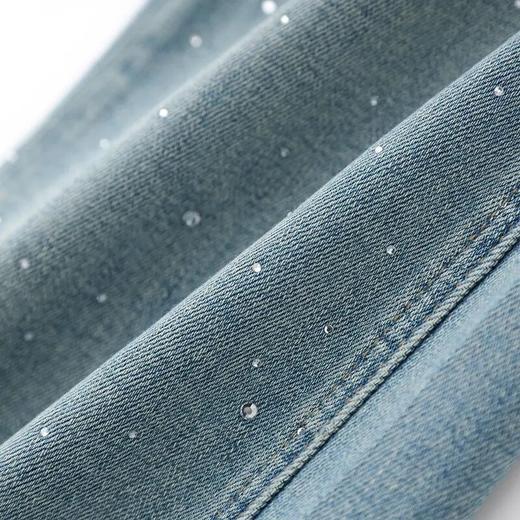 【高货wl】全新升级【铂金会员220/天猫299/差价79】(05645) 洛诗琳轻奢重工烫钻拼蕾丝四面弹牛仔裤时髦设计感喇叭裤 商品图3