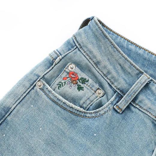 【高货wl】全新升级【铂金会员220/天猫299/差价79】(05645) 洛诗琳轻奢重工烫钻拼蕾丝四面弹牛仔裤时髦设计感喇叭裤 商品图2