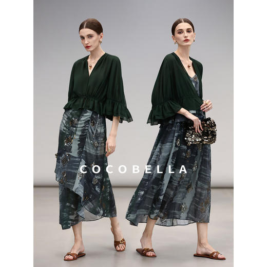 COCOBELLA法式优雅重工对丝荷叶边小开衫雪纺衫空调衫LC3103B 商品图1