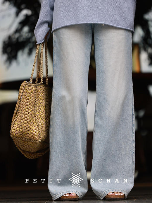 PETIT SCHAN小闪 CLO#746 freedom to come and go 来去自由 纯棉半松紧腰直筒牛仔裤百搭显廋休闲裤 商品图1