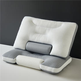 自然醒圆柱记忆棉颈椎支撑分区枕慢回弹反弓牵引枕头分区护颈椎助睡眠枕芯成人一对XK