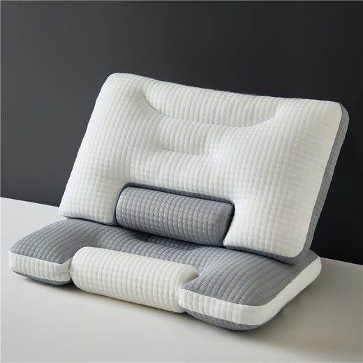 自然醒圆柱记忆棉颈椎支撑分区枕慢回弹反弓牵引枕头分区护颈椎助睡眠枕芯成人一对XK 商品图0