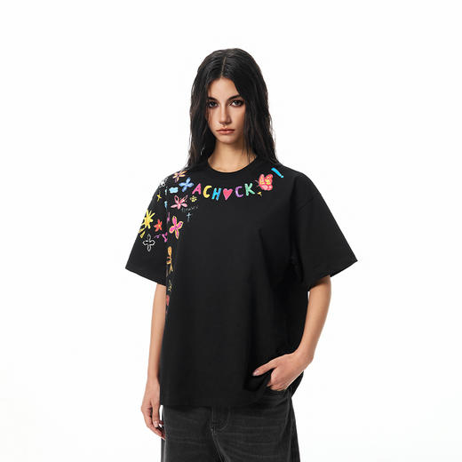 【Achock官方店】潮牌创意卡通涂鸦印花半袖T恤高街情侣圆领短袖 商品图1