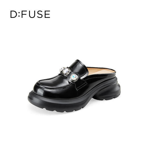 Dfuse迪芙斯2025春季新款大钻扣包头半拖穆勒鞋轻量增高乐福鞋DFD1110128 商品图6