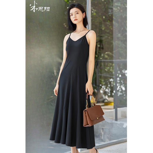 剩S/XL/XXL 米思阳2025秋季新款优雅纯色吊带连衣裙百搭修身中长款内搭大摆裙女5842 商品图0