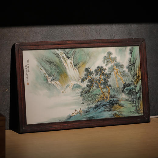 非遗传人吴志明亲工 溪山清远 粉彩瓷板画 摆件 商品图2