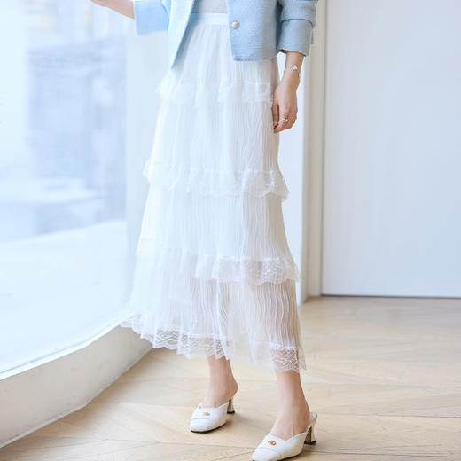 VICTORIA&VERA春季“峦”系列可爱甜美风多层蛋糕松紧腰蕾丝松紧腰半身裙 商品图3