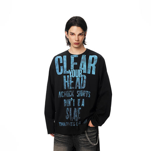 【Achock官方店】美式撞色标语印花打底衫上衣潮牌街头长袖T恤男 商品图0